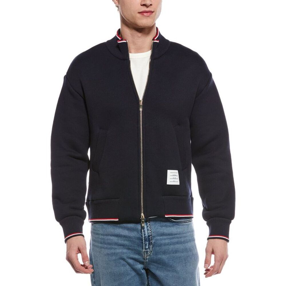Thom Browne Mens Loopback Oversized Jacket, Blue